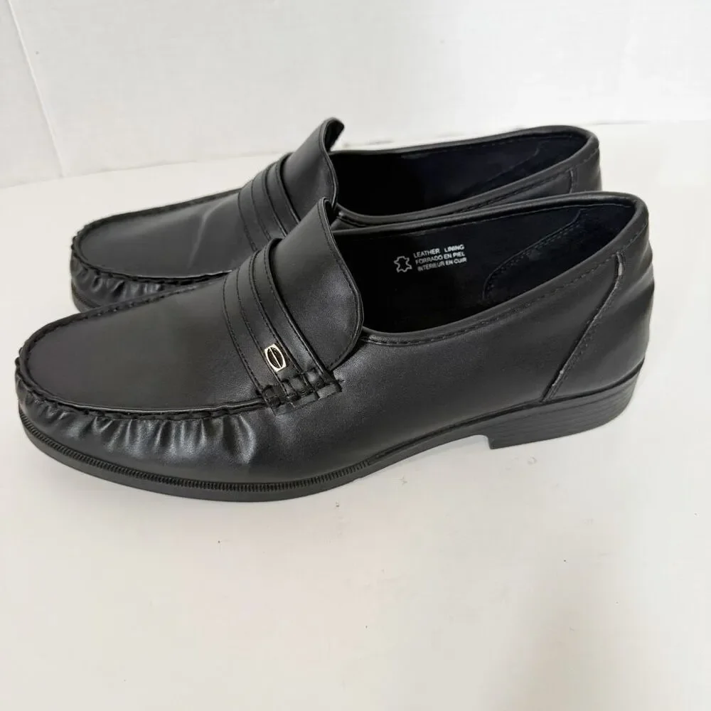 Dexter Comfort Men’s Faxton Black Faux Leather Formal Loafers Shoes Size 11 Wide